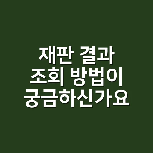 재판 결과 조회 방법이 궁금하신가요? - 요약