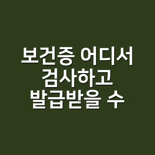 보건증 어디서 검사하고 발급받을 수 있나요? - 요약