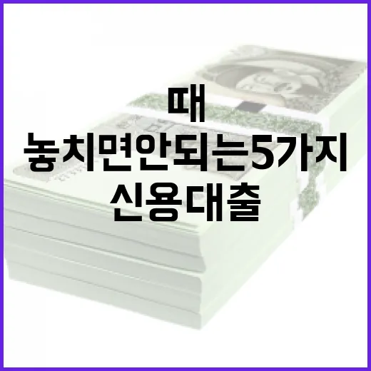 신용대출상품정보 확인할 때 놓치면 안 되는 5가지 숫자 - 요약