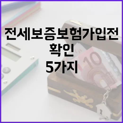전세보증보험 가입 전 확인할 5가지 돈 기준 - 요약