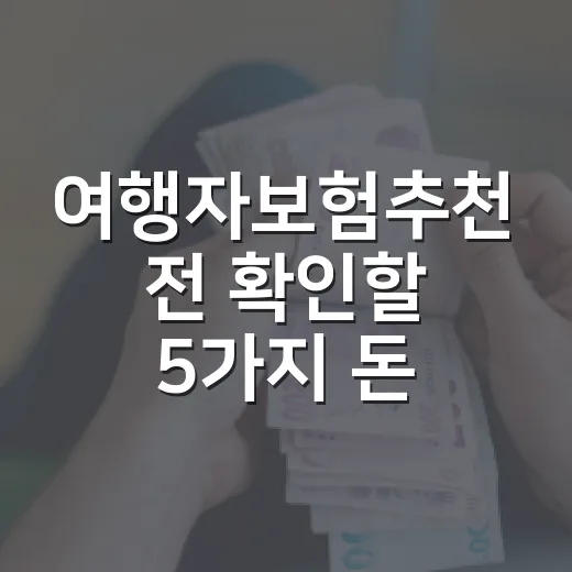 여행자보험추천 전 확인할 5가지 돈 새는 기준 - 요약