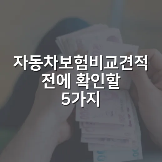 자동차보험비교견적 전에 확인할 5가지 돈 새는 지점 - 요약