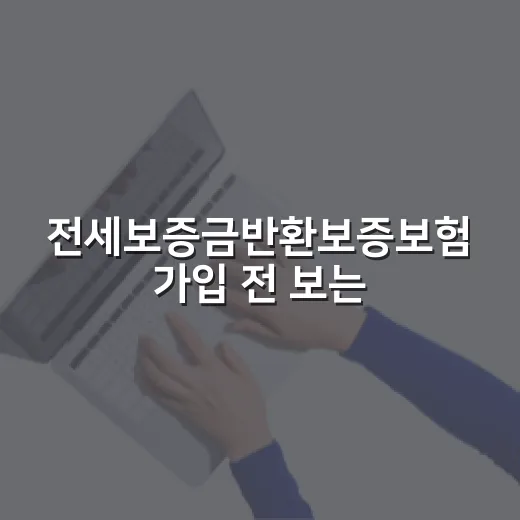 전세보증금반환보증보험 가입 전 보는 5가지 돈 체크 - 요약