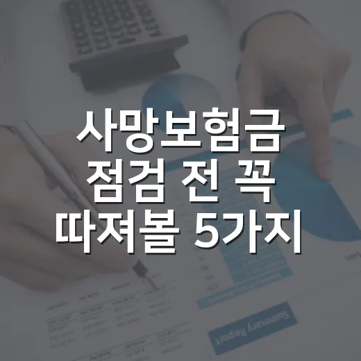 사망보험금 점검 전 꼭 따져볼 5가지 기준 - 요약