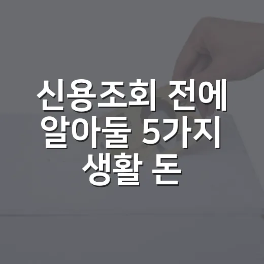 신용조회 전에 알아둘 5가지 생활 돈 습관 - 요약