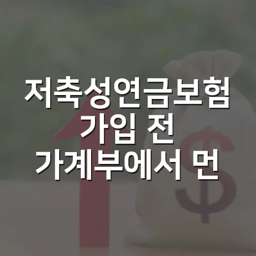 저축성연금보험 가입 전 가계부에서 먼저 확인할 5가지 숫자 - 요약