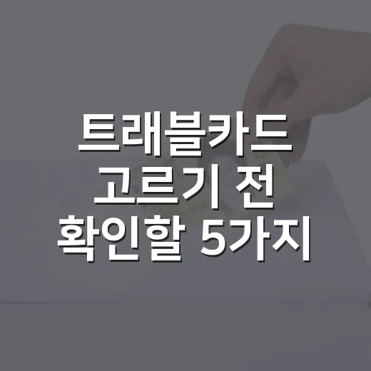 트래블카드 고르기 전 확인할 5가지 가계부 기준 - 요약
