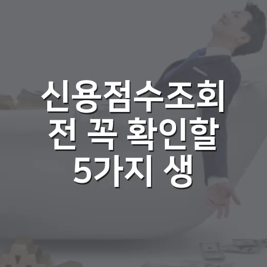신용점수조회 전 꼭 확인할 5가지 생활 재무 기준 - 요약