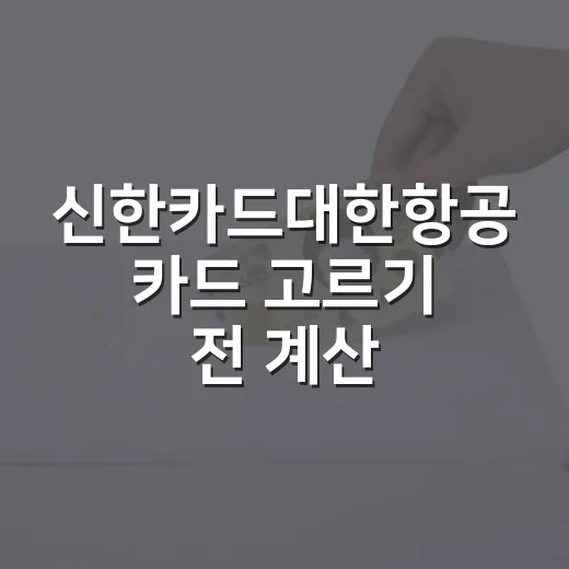 신한카드대한항공 카드 고르기 전 계산할 5가지 기준 - 요약
