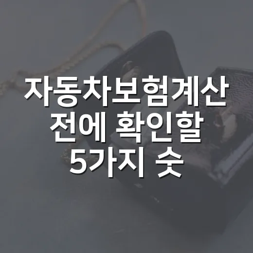 자동차보험계산 전에 확인할 5가지 숫자 - 요약