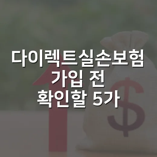 다이렉트실손보험 가입 전 확인할 5가지 돈 계산법 - 요약