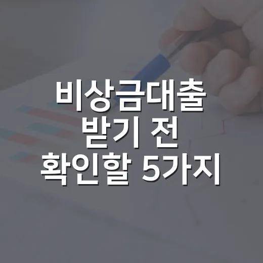 비상금대출 받기 전 확인할 5가지 숫자 - 요약