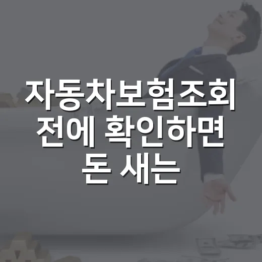 자동차보험조회 전에 확인하면 돈 새는 걸 막는 5가지 기준 - 요약