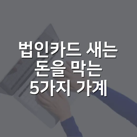 법인카드 새는 돈을 막는 5가지 가계부식 관리법 - 요약