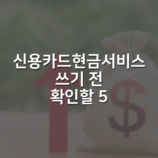 신용카드현금서비스 쓰기 전 확인할 5가지 숫자 - 요약