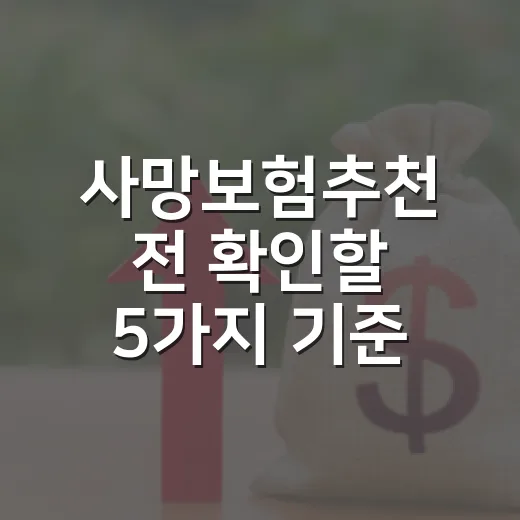 사망보험추천 전 확인할 5가지 기준, 가계부 관점으로 고르는 법 - 요약