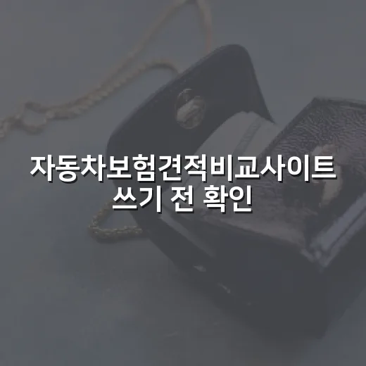 자동차보험견적비교사이트 쓰기 전 확인할 5가지 돈 새는 지점 - 요약