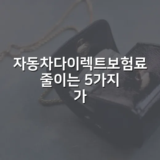 자동차다이렉트보험료 줄이는 5가지 가계부 점검법 - 요약