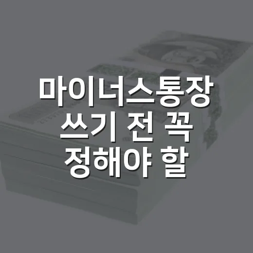 마이너스통장 쓰기 전 꼭 정해야 할 5가지 기준 - 요약