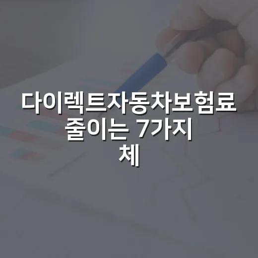 다이렉트자동차보험료 줄이는 7가지 체크포인트 - 요약