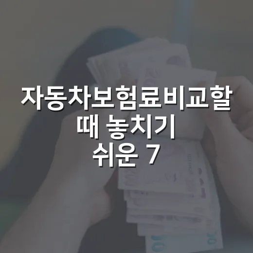 자동차보험료비교할 때 놓치기 쉬운 7가지 절약 포인트 - 요약