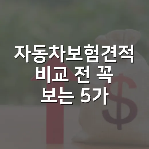 자동차보험견적 비교 전 꼭 보는 5가지 생활비 체크포인트 - 요약