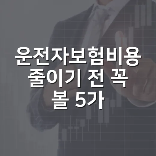 운전자보험비용 줄이기 전 꼭 볼 5가지 기준 - 요약