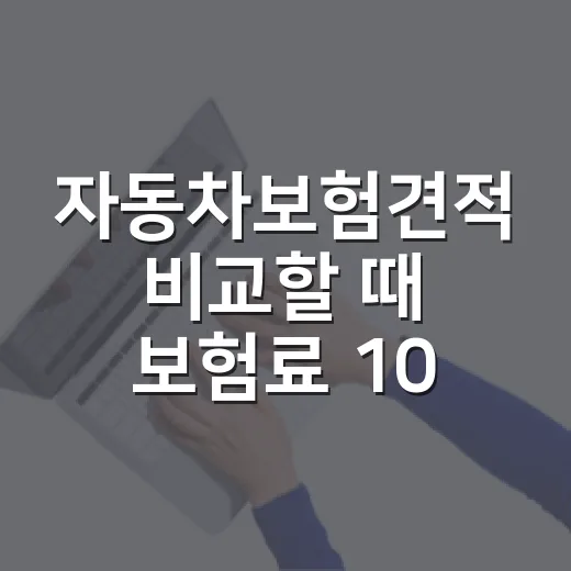 자동차보험견적 비교할 때 보험료 10만 원 아끼는 5가지 기준 - 요약