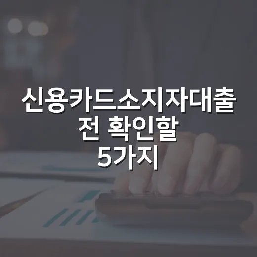 신용카드소지자대출 전 확인할 5가지 숫자 - 요약