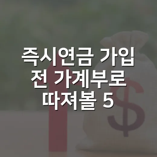 즉시연금 가입 전 가계부로 따져볼 5가지 숫자 - 요약