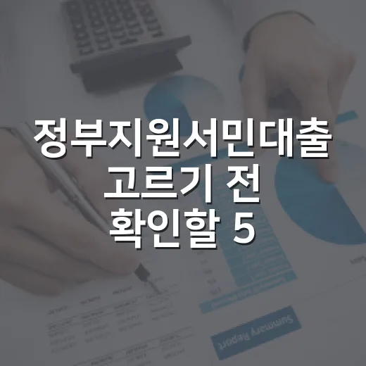정부지원서민대출 고르기 전 확인할 5가지 숫자 - 요약