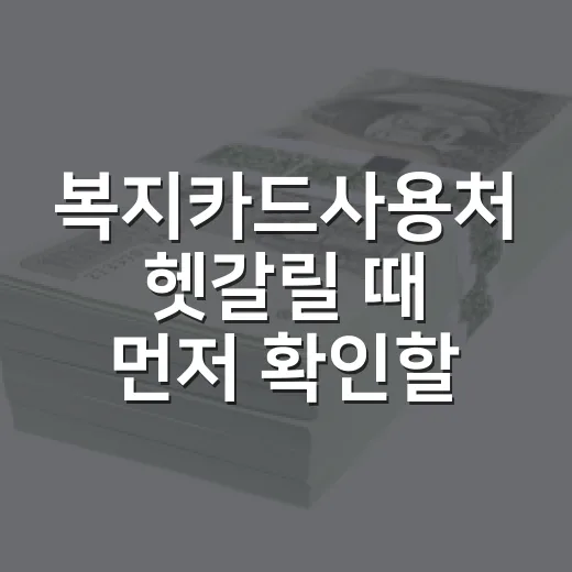 복지카드사용처 헷갈릴 때 먼저 확인할 5가지 - 요약