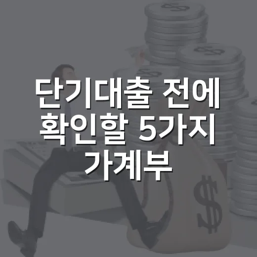 단기대출 전에 확인할 5가지 가계부 기준 - 요약