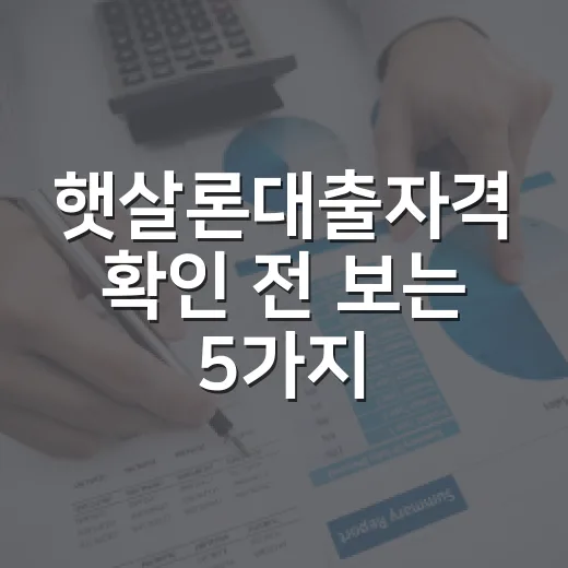 햇살론대출자격 확인 전 보는 5가지 숫자 기준 - 요약