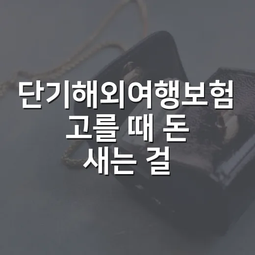 단기해외여행보험 고를 때 돈 새는 걸 막는 5가지 기준 - 요약
