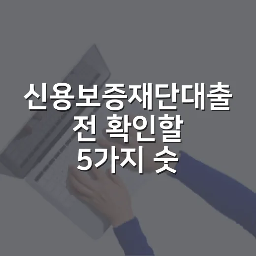 신용보증재단대출 전 확인할 5가지 숫자와 가계부식 판단법 - 요약