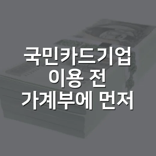 국민카드기업 이용 전 가계부에 먼저 적어볼 5가지 체크포인트 - 요약