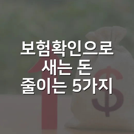 보험확인으로 새는 돈 줄이는 5가지 점검법 - 요약