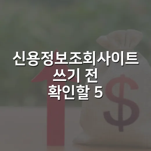 신용정보조회사이트 쓰기 전 확인할 5가지 기준 - 요약