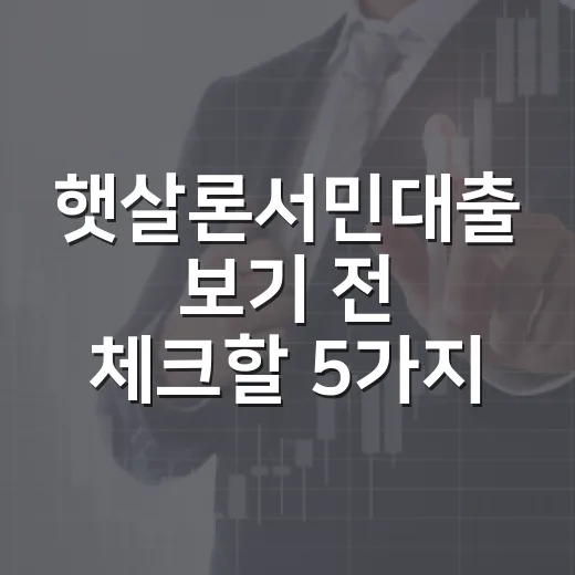 햇살론서민대출 보기 전 체크할 5가지 생활비 기준 - 요약