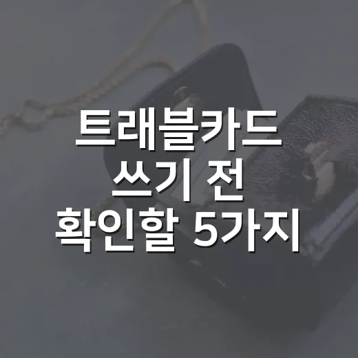 트래블카드 쓰기 전 확인할 5가지 절약 포인트 - 요약