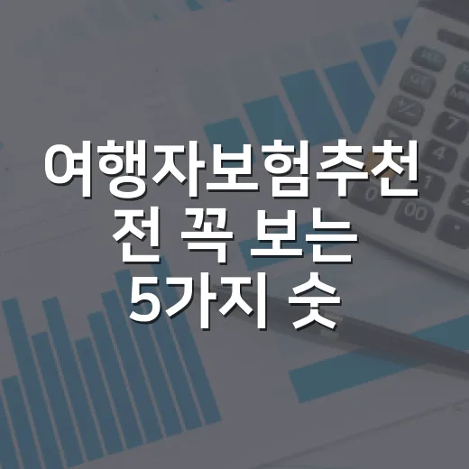 여행자보험추천 전 꼭 보는 5가지 숫자 - 요약