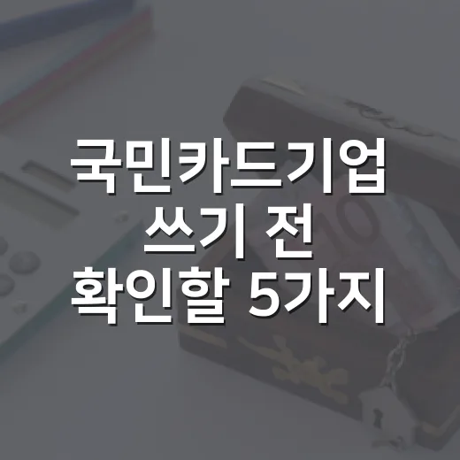 국민카드기업 쓰기 전 확인할 5가지 생활 재무 기준 - 요약
