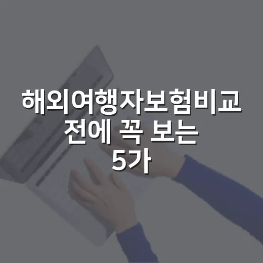 해외여행자보험비교 전에 꼭 보는 5가지 돈 새는 포인트 - 요약