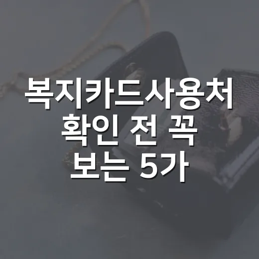 복지카드사용처 확인 전 꼭 보는 5가지 기준 - 요약