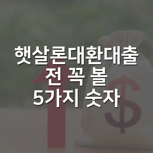 햇살론대환대출 전 꼭 볼 5가지 숫자 - 요약