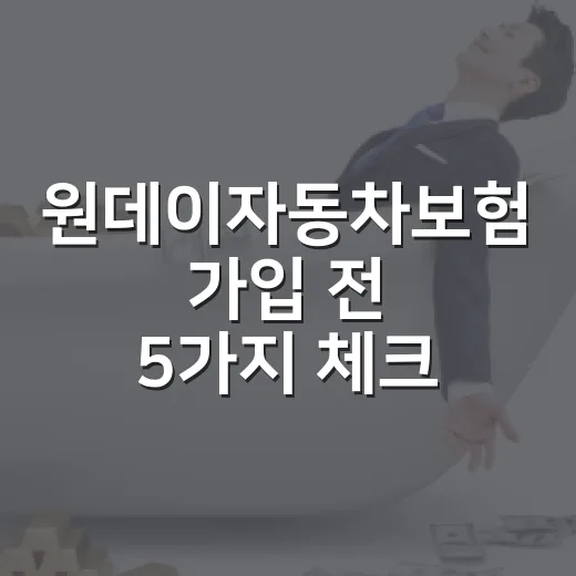 원데이자동차보험 가입 전 5가지 체크포인트 - 요약