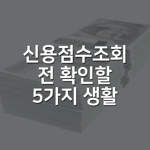 신용점수조회 전 확인할 5가지 생활 재무 기준 - 요약