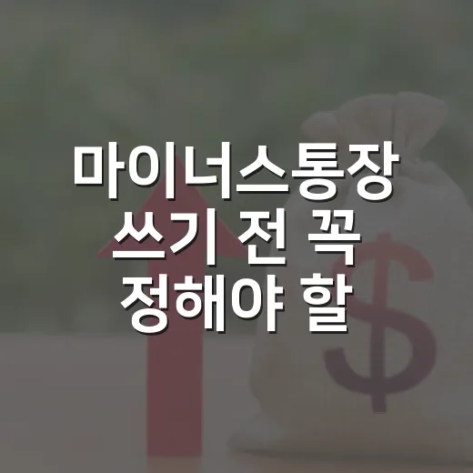 마이너스통장 쓰기 전 꼭 정해야 할 5가지 기준 - 요약