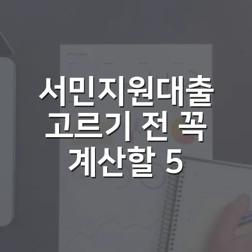 서민지원대출 고르기 전 꼭 계산할 5가지 숫자 - 요약